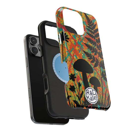 Phone case with colorful design and 'Rad Kases' branding on a white background