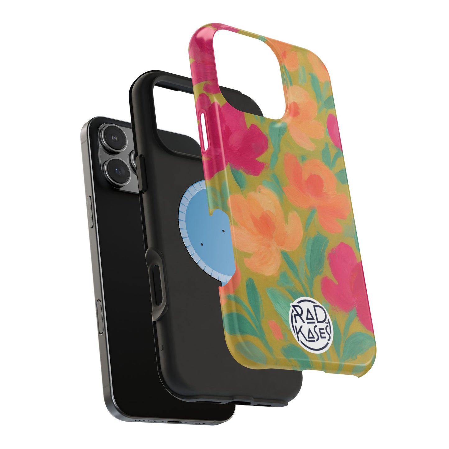 Floral phone case with a colorful design on a white background