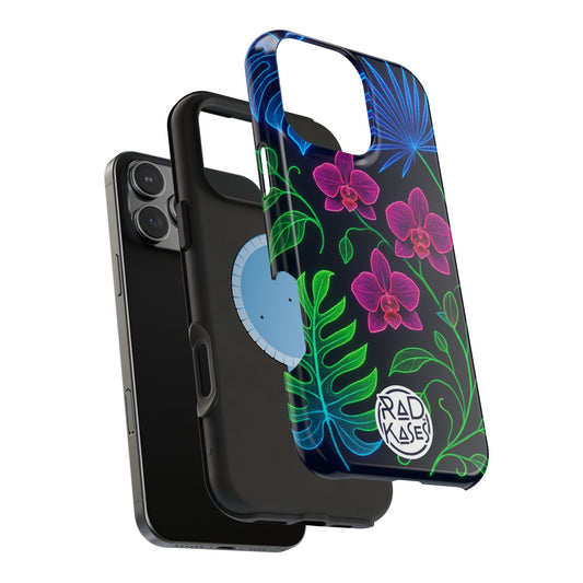 Phone case with floral design and 'RAD KASES' branding on a white background